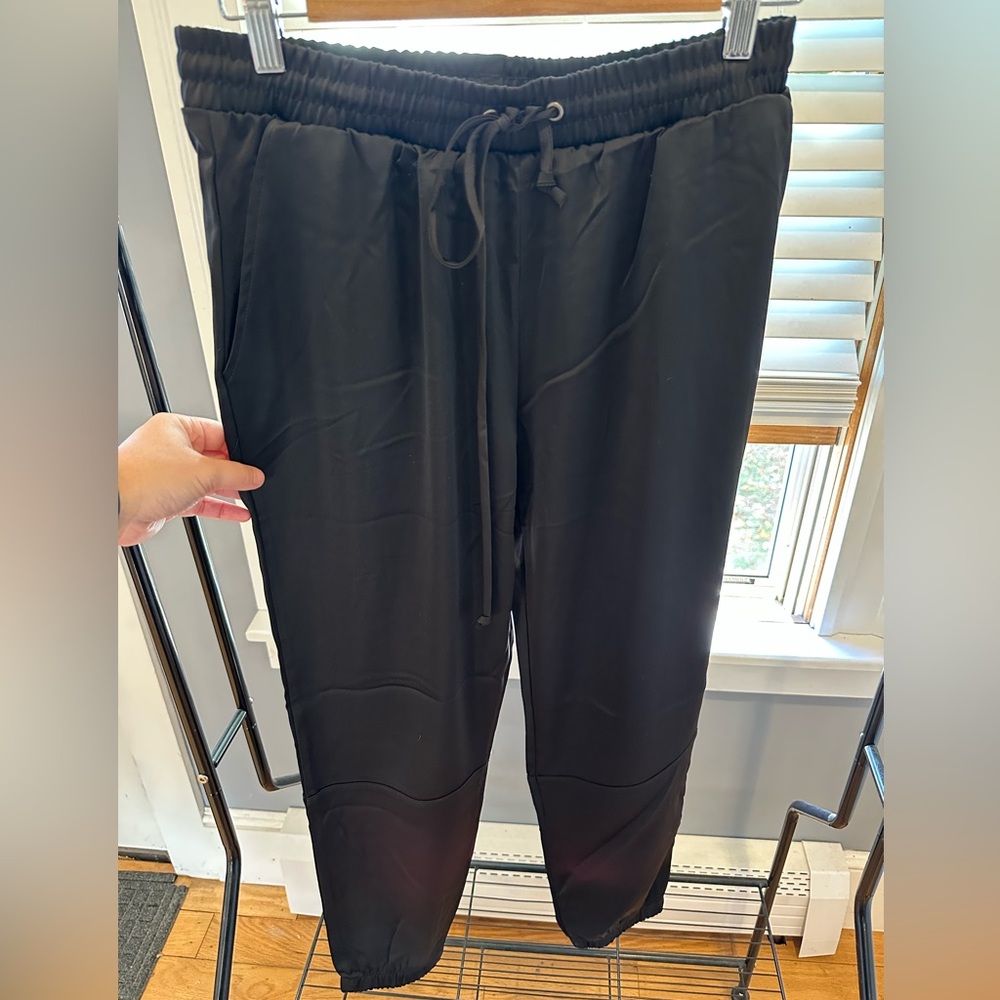 Black satin Socialite (Nordstrom) joggers